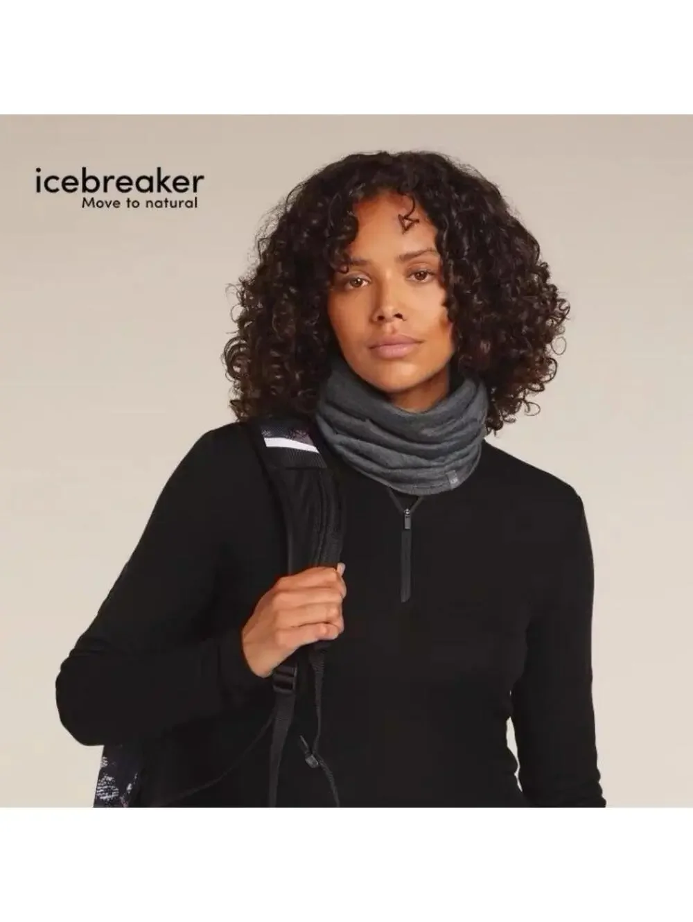 Icebreaker Merino Wool Neck Gaiter Adult Flexi Chute Gray One Sz Hiking Fishing